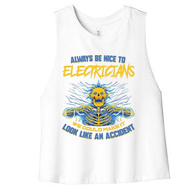 Electrician Funny For Electrical Engineer Electricity Women's Racerback Cropped Tank