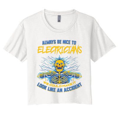 Electrician Funny For Electrical Engineer Electricity Women's Crop Top Tee