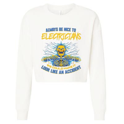 Electrician Funny For Electrical Engineer Electricity Cropped Pullover Crew