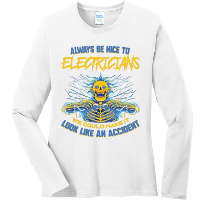 Electrician Funny For Electrical Engineer Electricity Ladies Long Sleeve Shirt