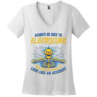 Electrician Funny For Electrical Engineer Electricity Women's V-Neck T-Shirt