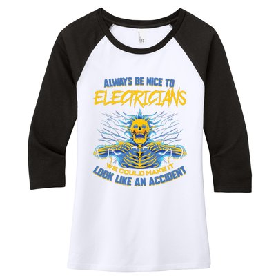 Electrician Funny For Electrical Engineer Electricity Women's Tri-Blend 3/4-Sleeve Raglan Shirt