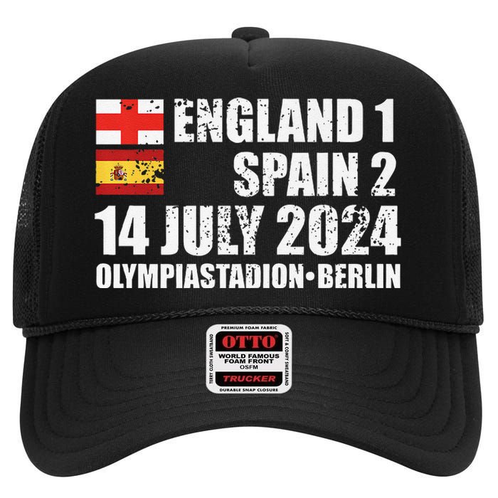 Euro Football Final England Spain Winners July 2024 Premium High Crown Mesh Back Trucker Hat