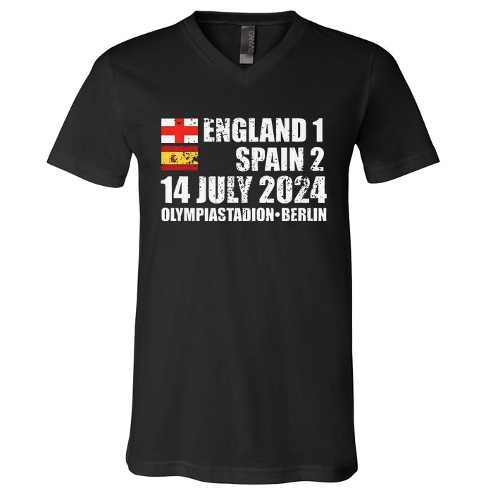 Euro Football Final England Spain Winners July 2024 Premium V-Neck T-Shirt