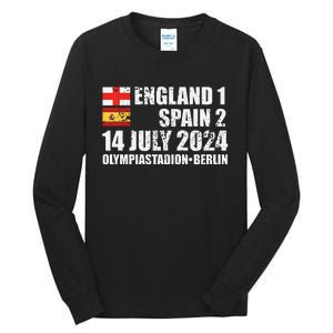 Euro Football Final England Spain Winners July 2024 Premium Tall Long Sleeve T-Shirt