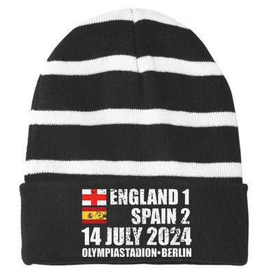 Euro Football Final England Spain Winners July 2024 Premium Striped Beanie with Solid Band