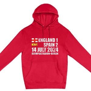 Euro Football Final England Spain Winners July 2024 Premium Premium Pullover Hoodie