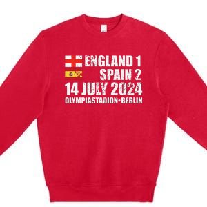 Euro Football Final England Spain Winners July 2024 Premium Premium Crewneck Sweatshirt