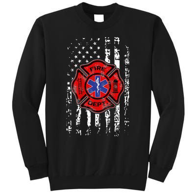 EMT Firefighter Fireman EMS USA Flag Gift Back Sweatshirt