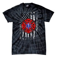 EMT Firefighter Fireman EMS USA Flag Gift Back Tie-Dye T-Shirt