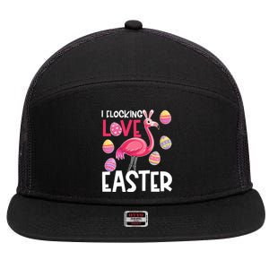 Easter Flamingo Flocking Love Cute Funny Meaningful Gift 7 Panel Mesh Trucker Snapback Hat