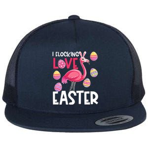 Easter Flamingo Flocking Love Cute Funny Meaningful Gift Flat Bill Trucker Hat