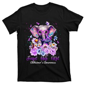 Elephant Flower Forget Me Not Alzheimers Awareness Month T-Shirt