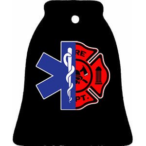 EMT Firefighter Firefighter Two Sided EMS Gift Ceramic Bell Ornament