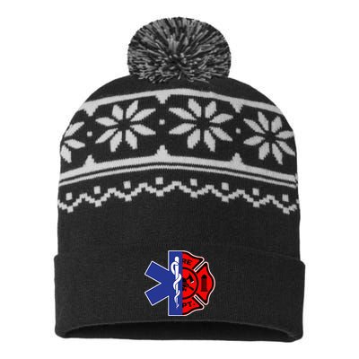 EMT Firefighter Firefighter Two Sided EMS Gift USA-Made Snowflake Beanie