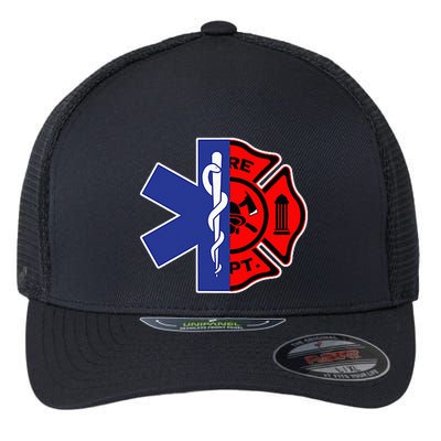 EMT Firefighter Firefighter Two Sided EMS Gift Flexfit Unipanel Trucker Cap