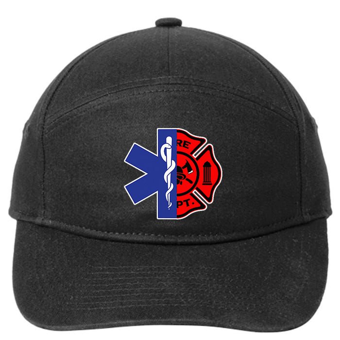 EMT Firefighter Firefighter Two Sided EMS Gift 7-Panel Snapback Hat