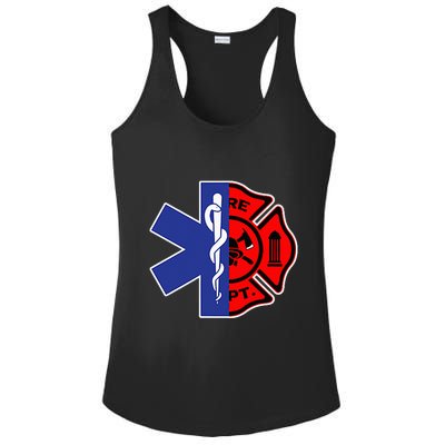 EMT Firefighter Firefighter Two Sided EMS Gift Ladies PosiCharge Competitor Racerback Tank