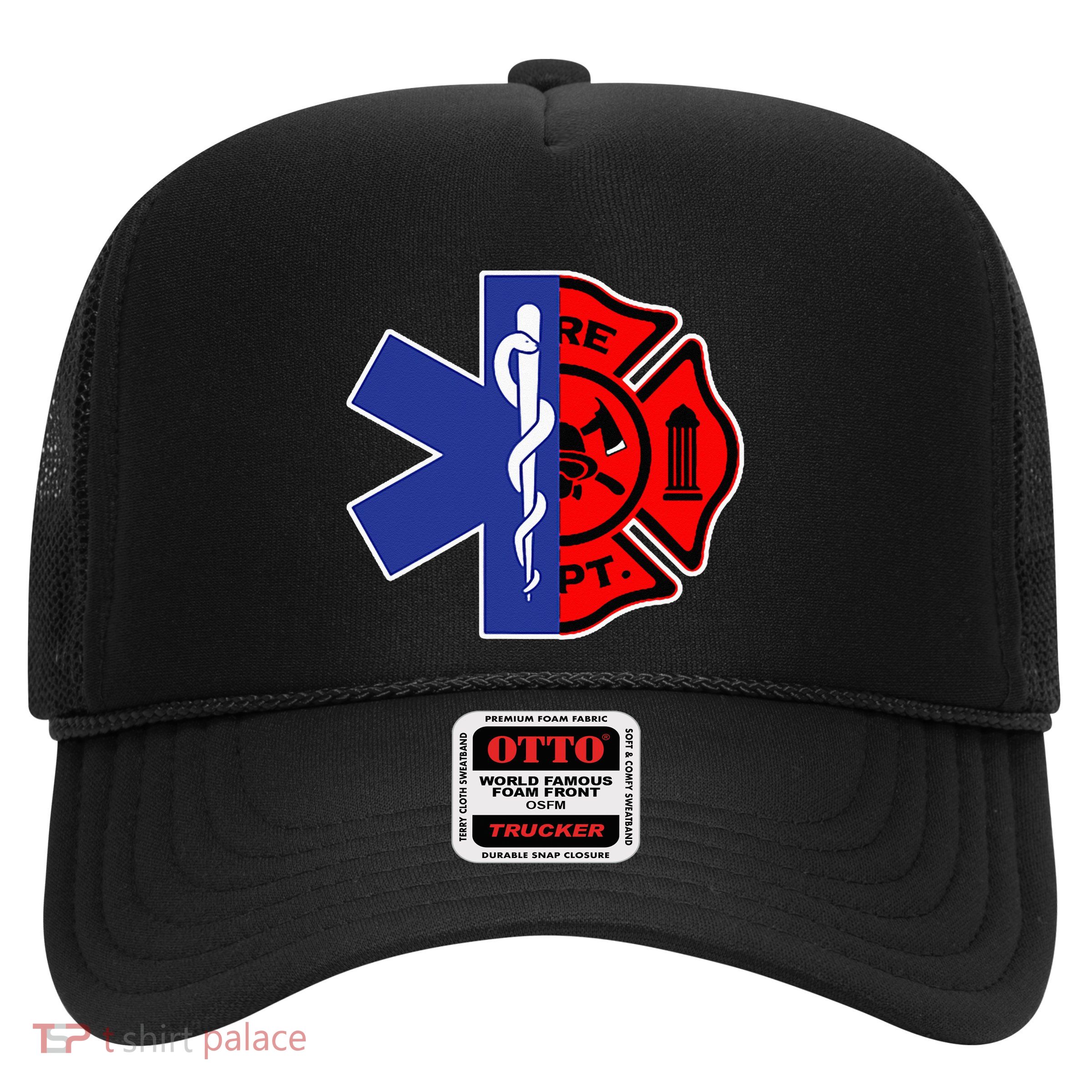 EMT Firefighter Firefighter Two Sided EMS Gift Trucker Hat