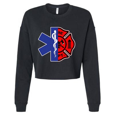 EMT Firefighter Firefighter Two Sided EMS Gift Cropped Pullover Crew