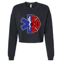 EMT Firefighter Firefighter Two Sided EMS Gift Cropped Pullover Crew