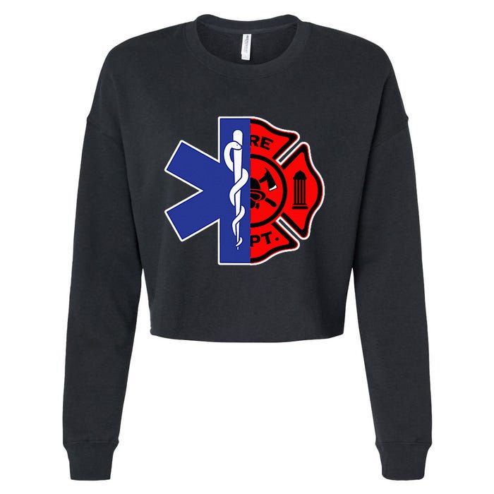 EMT Firefighter Firefighter Two Sided EMS Gift Cropped Pullover Crew