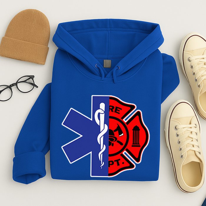 EMT Firefighter Firefighter Two Sided EMS Gift Hoodie
