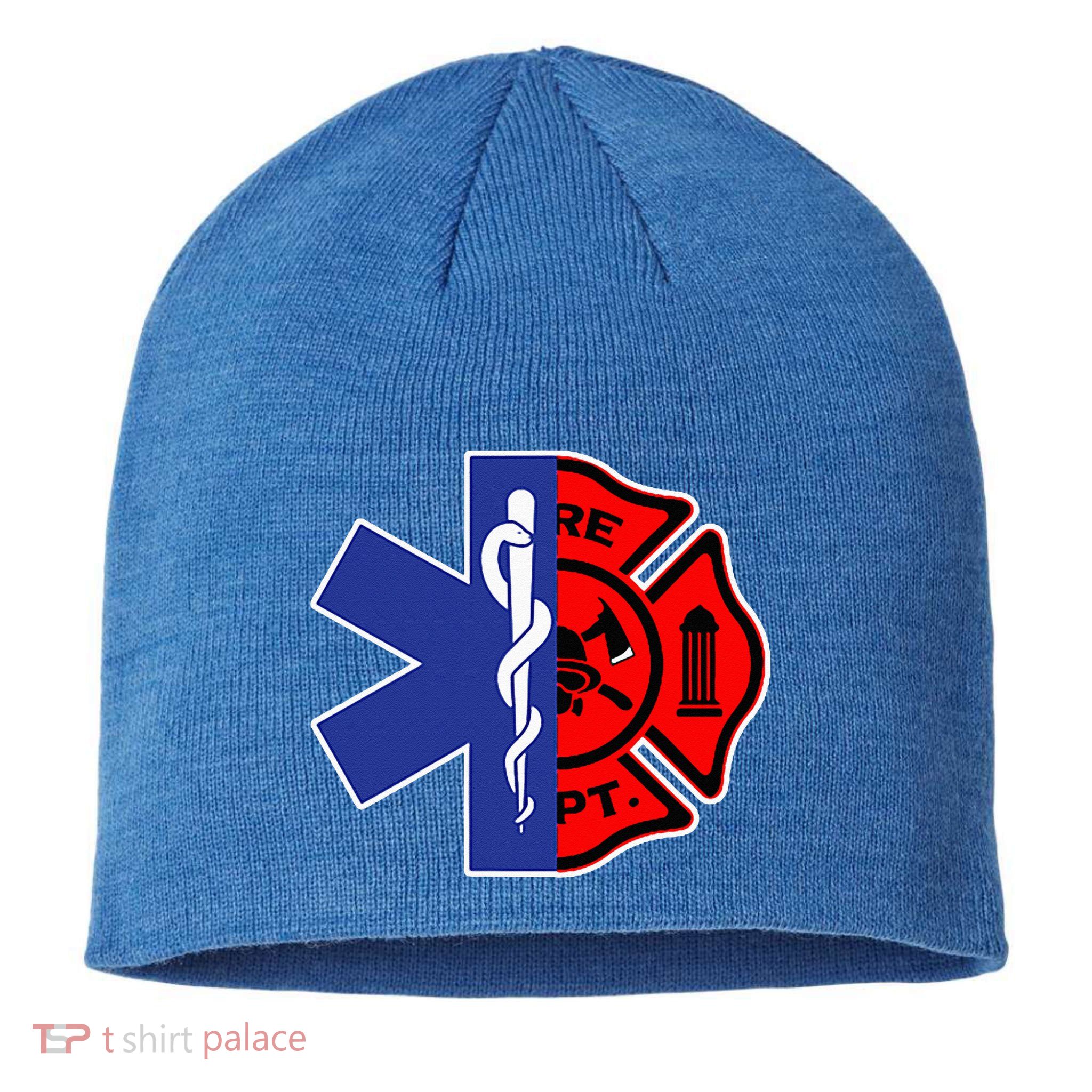 EMT Firefighter Firefighter Two Sided EMS Gift Sustainable Beanie