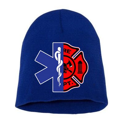 EMT Firefighter Firefighter Two Sided EMS Gift Short Acrylic Beanie