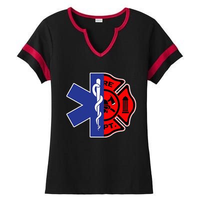 EMT Firefighter Firefighter Two Sided EMS Gift Ladies Halftime Notch Neck Tee