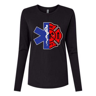 EMT Firefighter Firefighter Two Sided EMS Gift Womens Cotton Relaxed Long Sleeve T-Shirt