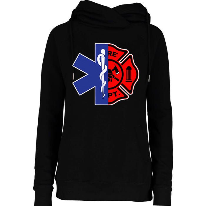 EMT Firefighter Firefighter Two Sided EMS Gift Womens Funnel Neck Pullover Hood