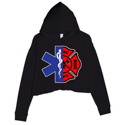 EMT Firefighter Firefighter Two Sided EMS Gift Crop Fleece Hoodie