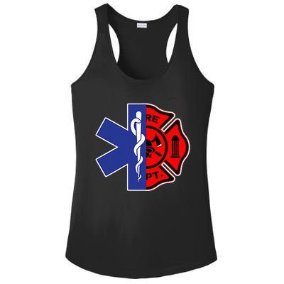 EMT Firefighter Firefighter Two Sided EMS Gift Ladies PosiCharge Competitor Racerback Tank