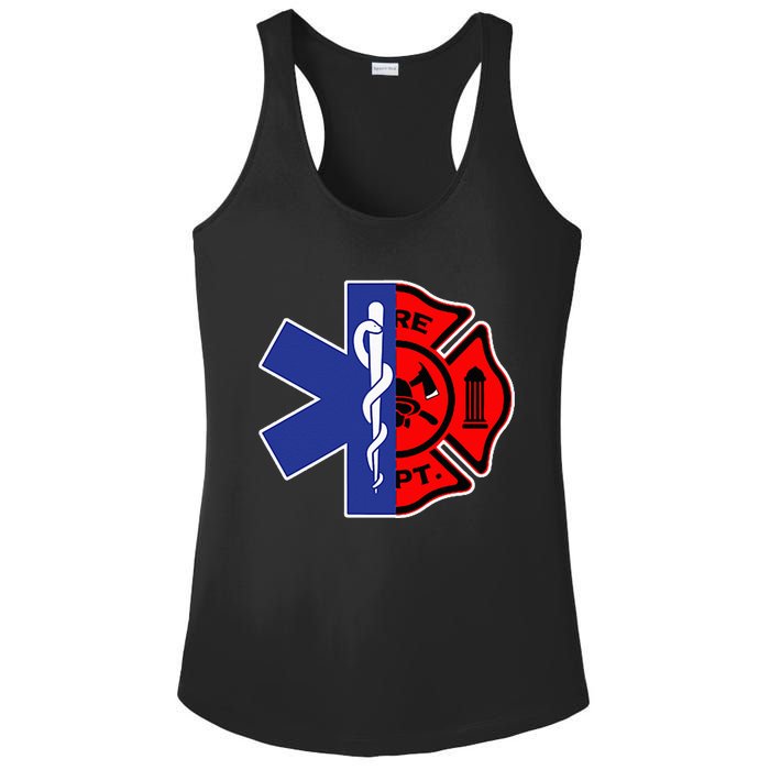 EMT Firefighter Firefighter Two Sided EMS Gift Ladies PosiCharge Competitor Racerback Tank