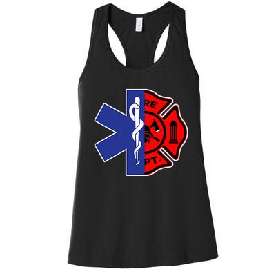 EMT Firefighter Firefighter Two Sided EMS Gift Women's Racerback Tank