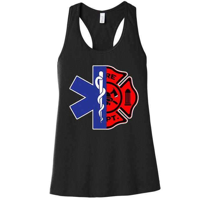 EMT Firefighter Firefighter Two Sided EMS Gift Women's Racerback Tank