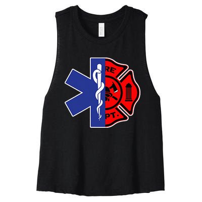 EMT Firefighter Firefighter Two Sided EMS Gift Women's Racerback Cropped Tank