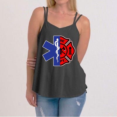 EMT Firefighter Firefighter Two Sided EMS Gift Women's Strappy Tank