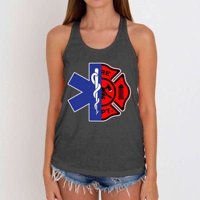 EMT Firefighter Firefighter Two Sided EMS Gift Women's Knotted Racerback Tank