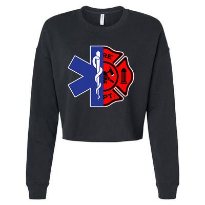 EMT Firefighter Firefighter Two Sided EMS Gift Cropped Pullover Crew