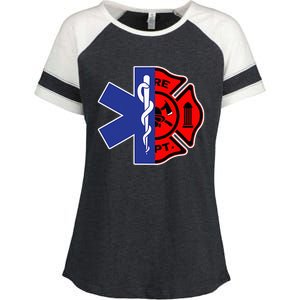 EMT Firefighter Firefighter Two Sided EMS Gift Enza Ladies Jersey Colorblock Tee