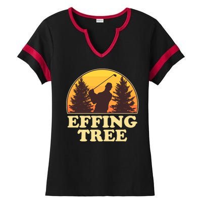 Effing Tree Funny Vintage Golfing Ladies Halftime Notch Neck Tee