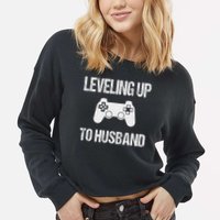 Engagement For Groom Video Game Lovers Cropped Pullover Crew