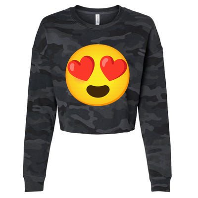 Emoticon Face grin hearts Cropped Pullover Crew