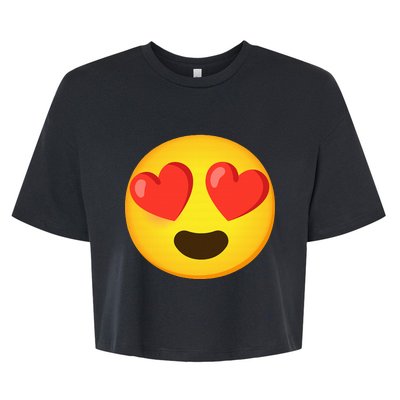 Emoticon Face grin hearts Bella+Canvas Jersey Crop Tee