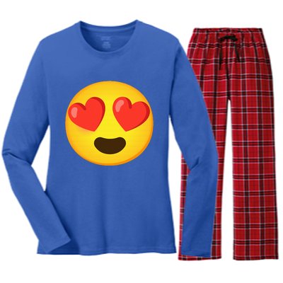 Emoticon Face grin hearts Women's Long Sleeve Flannel Pajama Set 