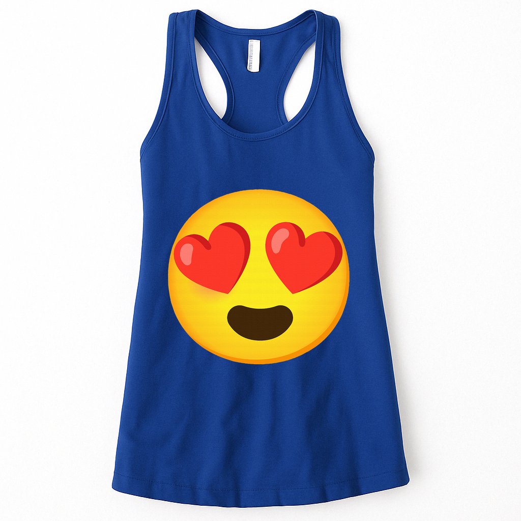 Emoticon Face grin hearts Womens Tank Top