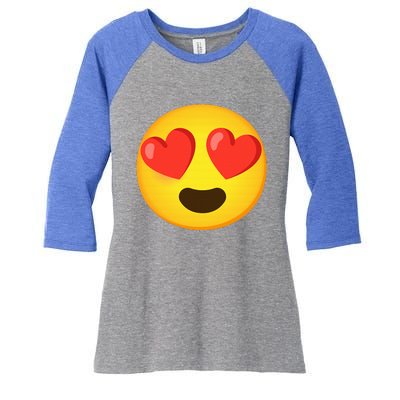 Emoticon Face grin hearts Women's Tri-Blend 3/4-Sleeve Raglan Shirt