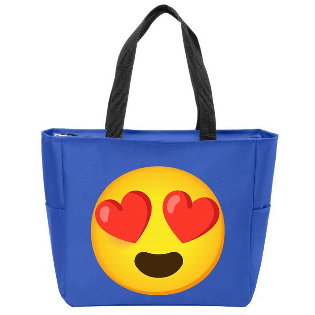Emoticon Face grin hearts Zip Tote Bag